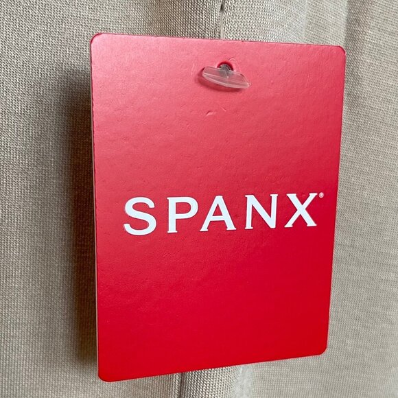 Spanx Aire. Sleeveless Tank Dress w Belt & Shoulder Pads Tahini Tan Sz M NWT - Picture 10 of 15